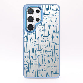 Samsung S25 Hülle - Katzen blau - "miau" - nachhaltig