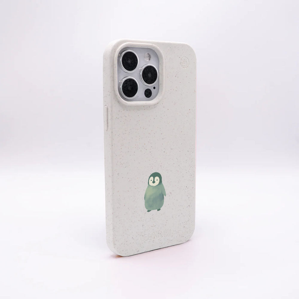 iPhone 16e/17e Hülle - Pinguin weiß - "HappyPinguin" - nachhaltig