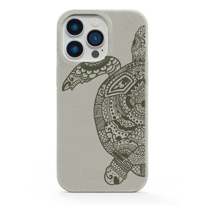 iPhone 18 Pro / 17 Pro Hülle - beige - "GREEN TURTLE" - nachhaltig