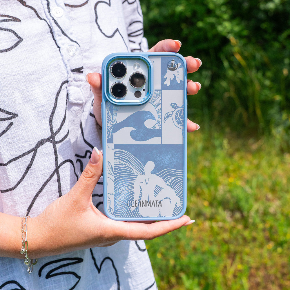 iPhone 16 pro Hülle - Line Art Ocean - "Waves of Balance" - nachhaltig