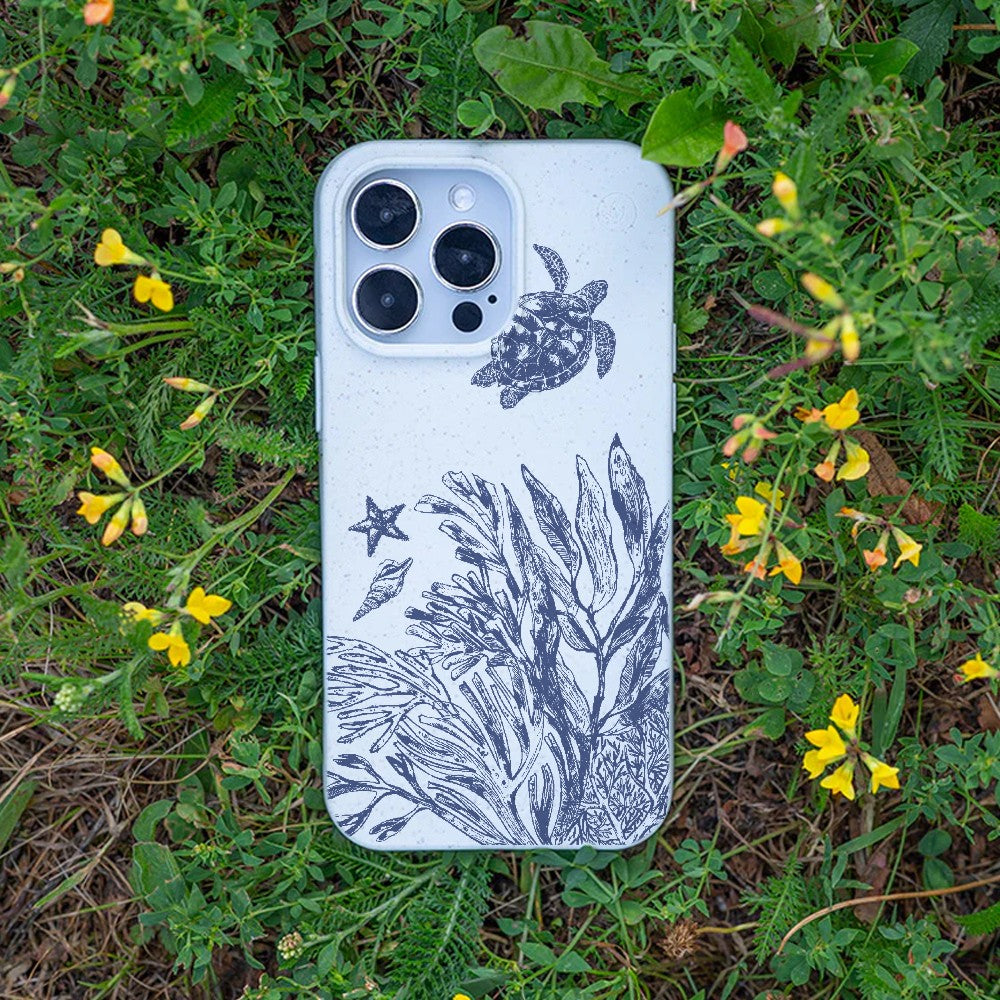 Biologisch abbaubare Handyhülle iPhone 14 Whitesilentwaves — kompostierbar — Bonus
