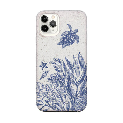 iPhone 11 pro Hülle - Schildkröten weiß - "White Silent Waves" - nachhaltig