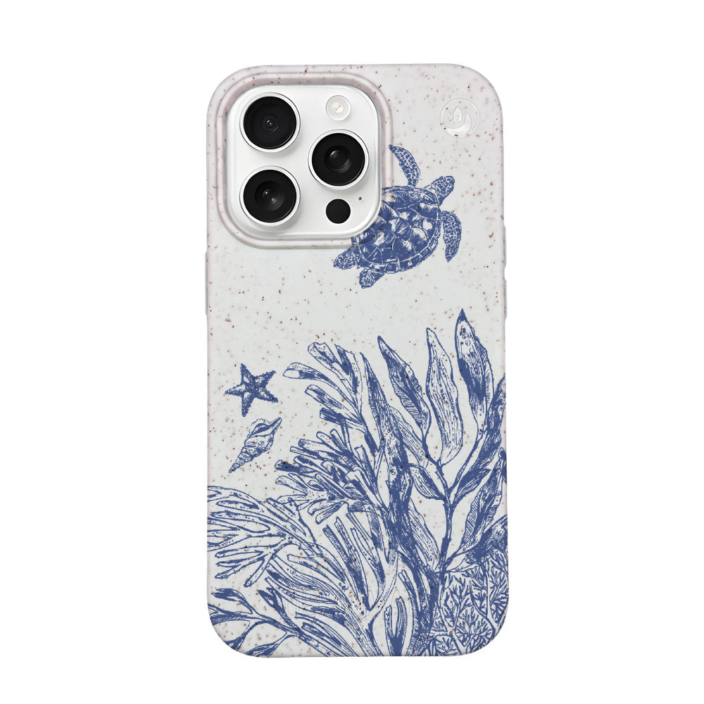iPhone 16 pro Hülle - Schildkröten weiß - "White Silent Waves" - nachhaltig