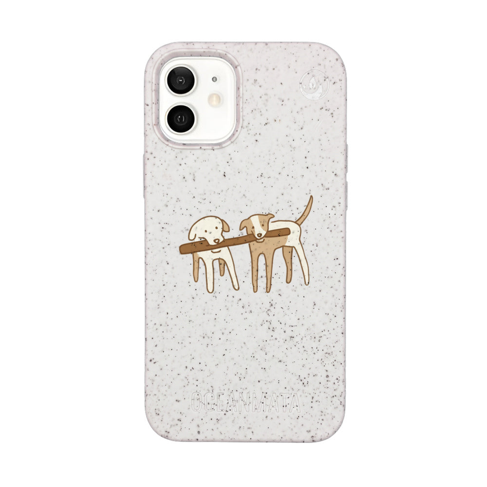 iPhone 12 mini Hülle - Hunde weiß - "Wuff" - nachhaltig